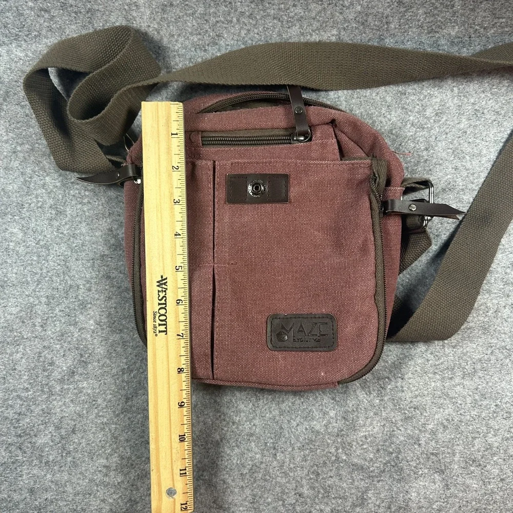 Maze Exclusive Canvas Crossbody Bag Small Maroon Durable Utility Messenger
